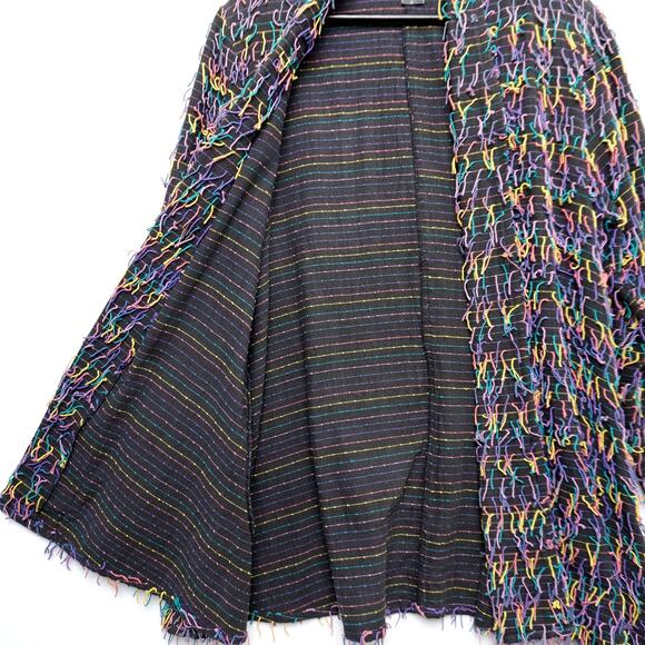 Car Pool Couture Multi Color Boho Fringe Jacket 100% Cotton M - Picture 4 of 12